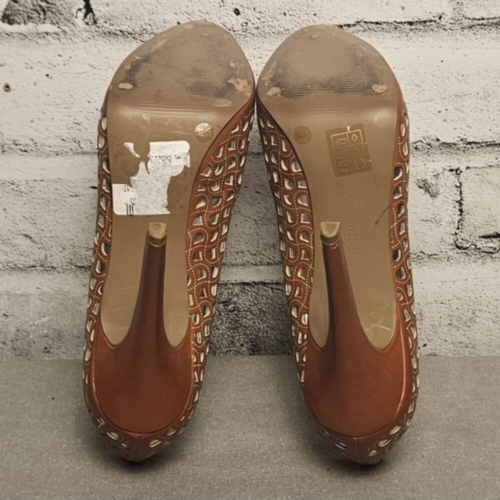 Bcbgeneration Brown Cutout Metallic Platform Stil… - image 5